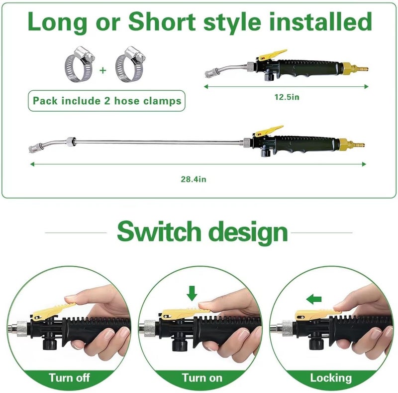VanPet 29 Inches Sprayer Wand,1/4" & 3/8" Brass Barbs Sprayer Wand Replacement, Stainless Steel Replacement Sprayer Wand with Shut off Valve & 2 Hose Clamps (1/4" & 3/8" Barb Sprayer Wand) - Image 5